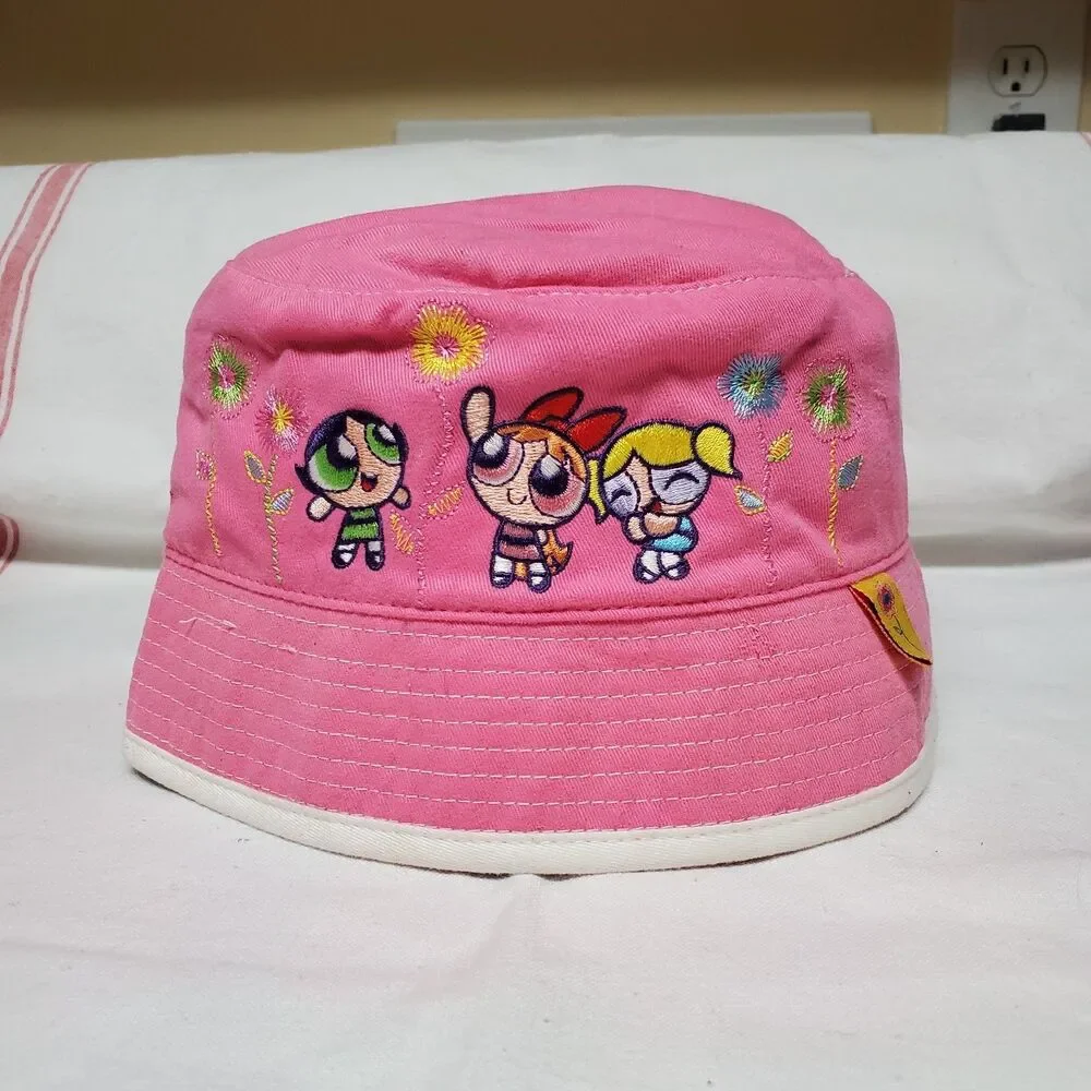 Vintage Official Cartoon Network POWERPUFF Girls Pink Bucket Hat 2000